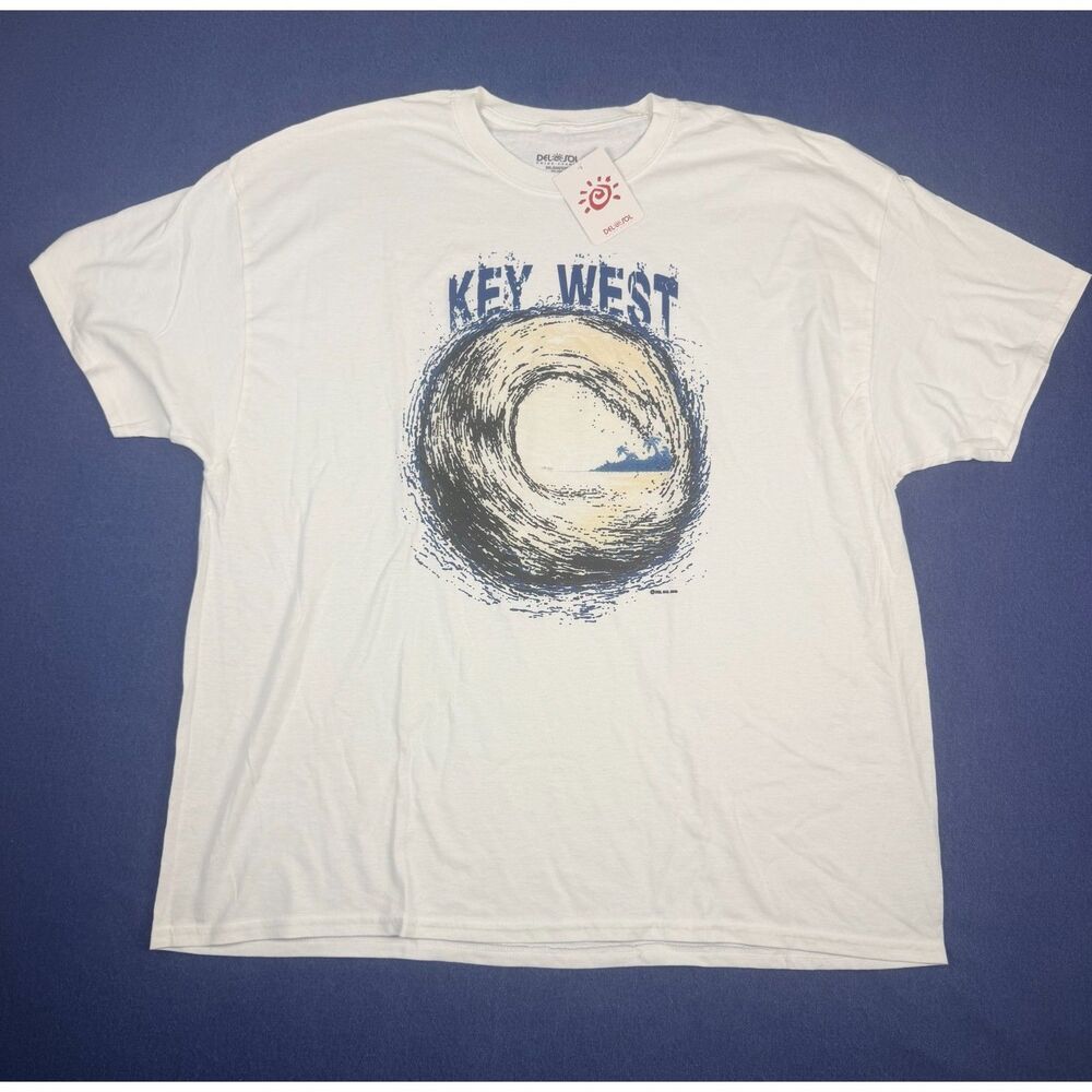 Del Sol Key West Wave Graphic T-Shirt Mens 3XL White Color Change NWT Beach